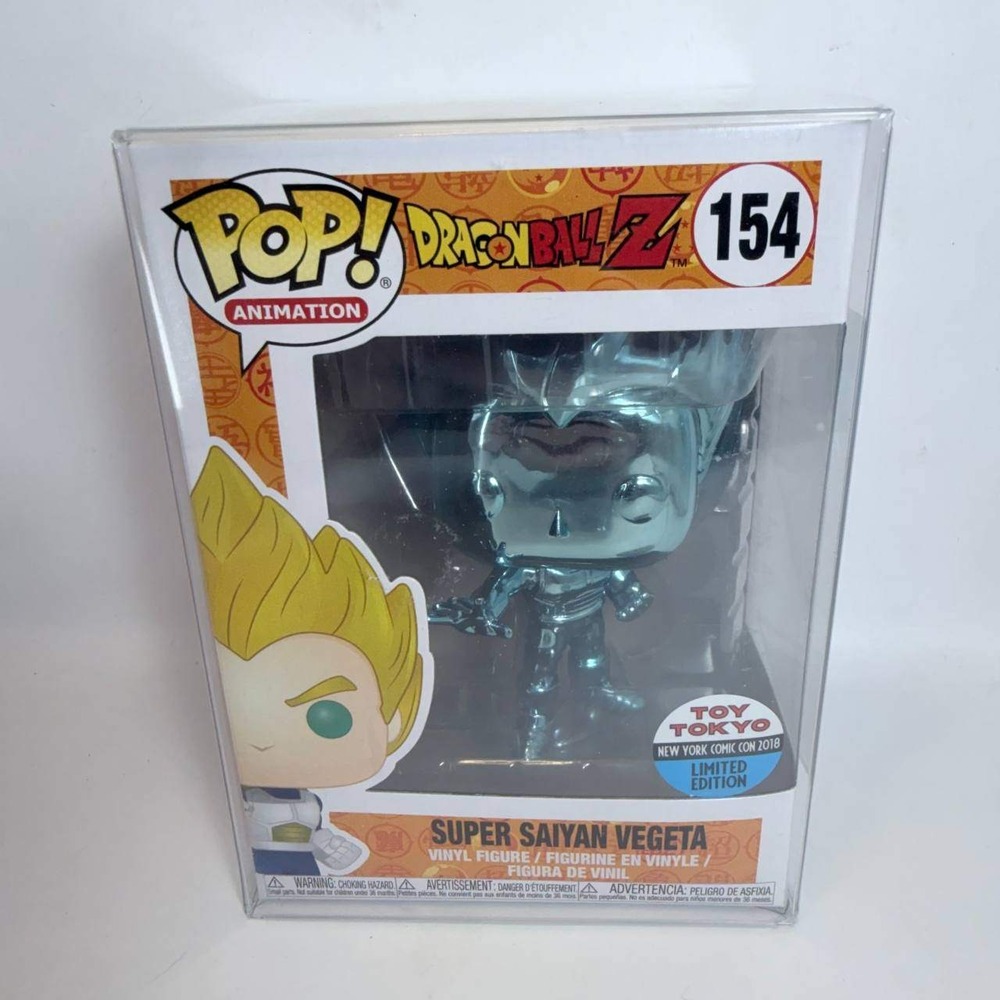 Funko Pop Super Saiyan Vegeta 154 Blue Chrome Toy Tokyo NYCC 2018 Exclusive